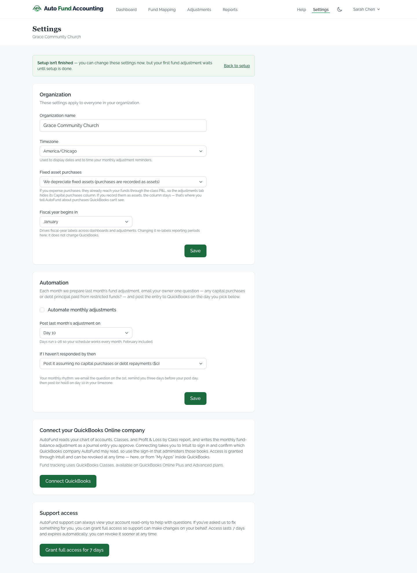 Connecting your QuickBooks company