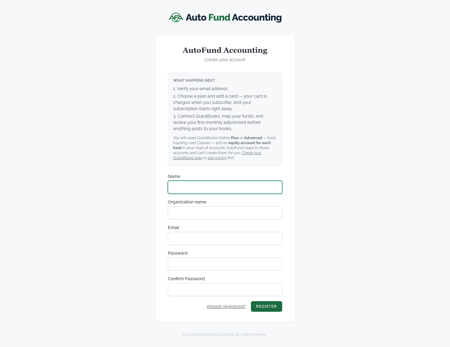 Creating your account