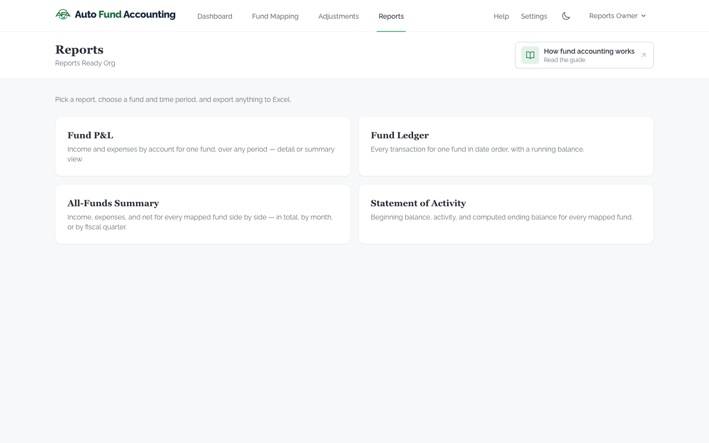 The Reports tab